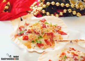 Vieiras rellenas con tacos de jamón para cena de Navidad