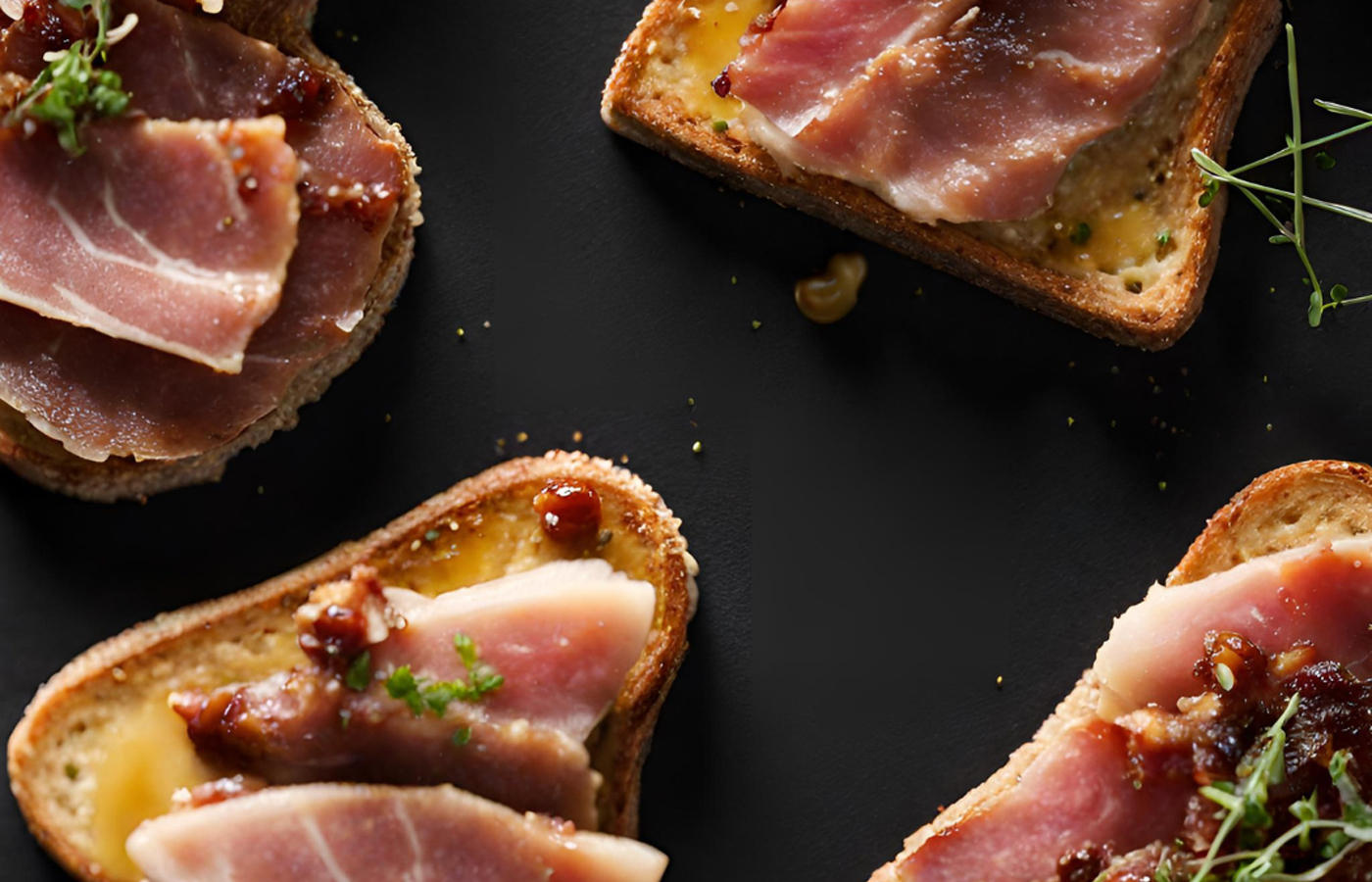 Tosta con jamón de Guijuelo como entrante de Navidad